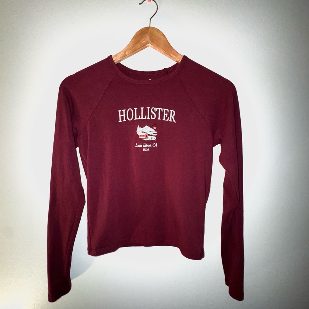 Hollister Burgundy Graphic Long Sleeve Tee